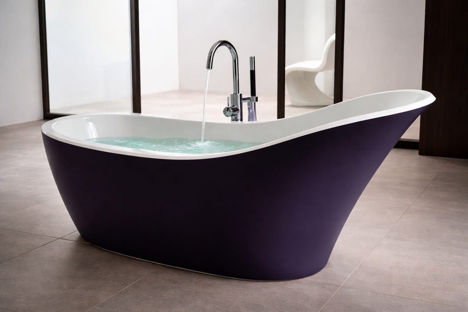 Massage bathtub with recessed installation and therapeutic relaxation setting